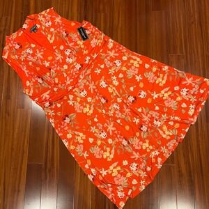 Red Floral Plus Dress Sleeveless Leaf Print Midi Jessica Howard New NWT Size 24W